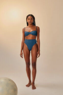 Ribbed High Waist Bikini Bottom -Everythingbutwater Store 1040488 Bikini Bottom Deep Blue Lifestyle