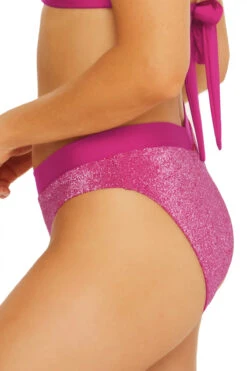 Cosmos Metallic V-Front Banded High Waist Bikini Bottom 9 Cosmos Metallic V-Front Banded High Waist Bikini Bottom -Everythingbutwater Store 3694635 Bikini Bottom Pink Side2