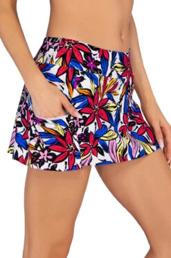 Sporty Skirted Hipster Bikini Bottom -Everythingbutwater Store 40BBOBLO Bikini Bottom Bold Blossom Side