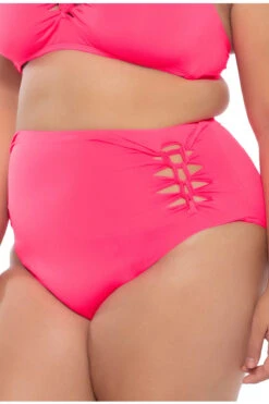 Slasher High Waist Bikini Bottom -Everythingbutwater Store 6424607 Bikini Bottom Pink Punch Side