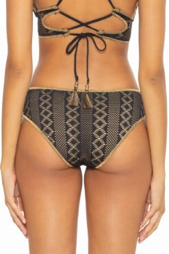 Crochet Tie Side Hipster Bikini Bottom -Everythingbutwater Store BEC BLACK BLTAN Bottoms Back 99780