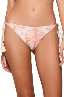 Metallic Embroidered Tie Side Hipster Bikini Bottom