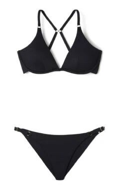 Parker Textured Tab Side Brazilian Bikini Bottom 7 Parker Textured Tab Side Brazilian Bikini Bottom -Everythingbutwater Store PARKER T Bikini Bottom Jet Pique Laydown