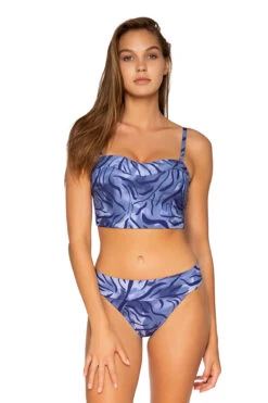 Waverly Bandeau Bikini Top -Everythingbutwater Store SST BLUE SUMAT Tops Front2 101278