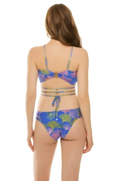 Ocean Leaf Wrap Bikini Top -Everythingbutwater Store TOB24913US Bikini Top Blue Multi Back